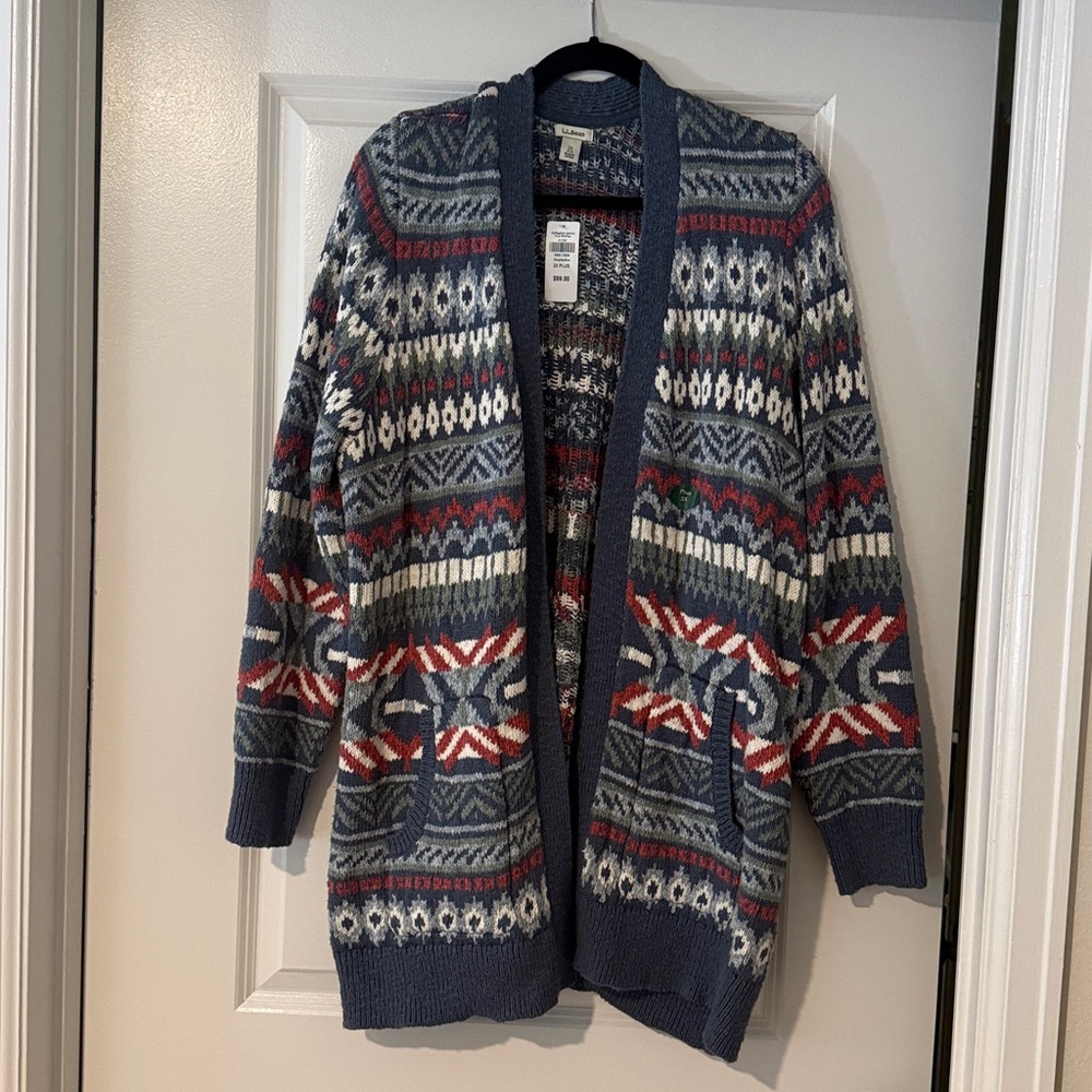 LL Bean Cotton Ragg Open Cardigan